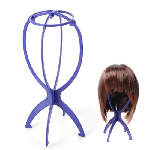 Portable Adjustable Foldable Wig Display Stand - Purple