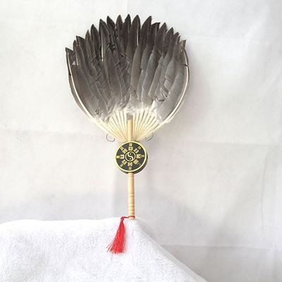 Decoration Hand Accessories Goose Craft Liang Wedding Feather Black Fan 1pc Fan Vintage Dance Party Chinese Zhuge Wood Feather