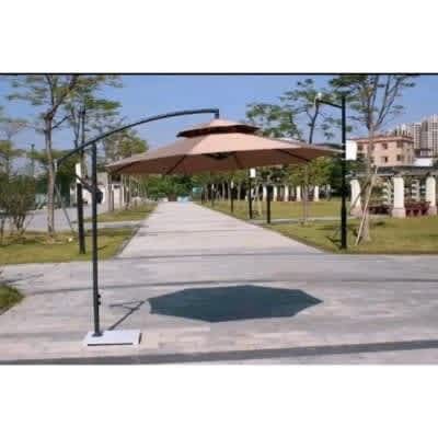 Outdoors Garden Canopy Parasol With Marble Base - Brown