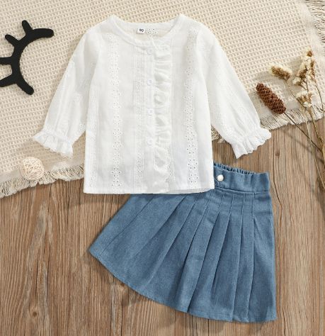 Girls Blouse And Jeans Skirt