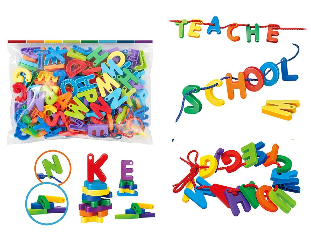 Educational Montessori Learning Alphabet Blocks With String