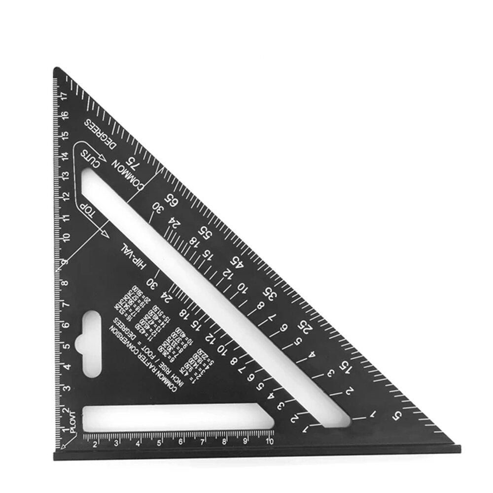 7Inch Triangle Ruler Measurement Tool Aluminium Alloy Carpenter Set Square Angle Woodworking Tools Try Square Triangular Metric Imperial