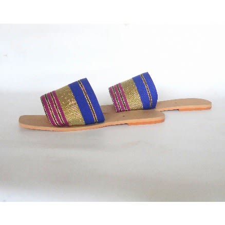 Flat Aso-oke Slide Slippers For Women - Multicolor