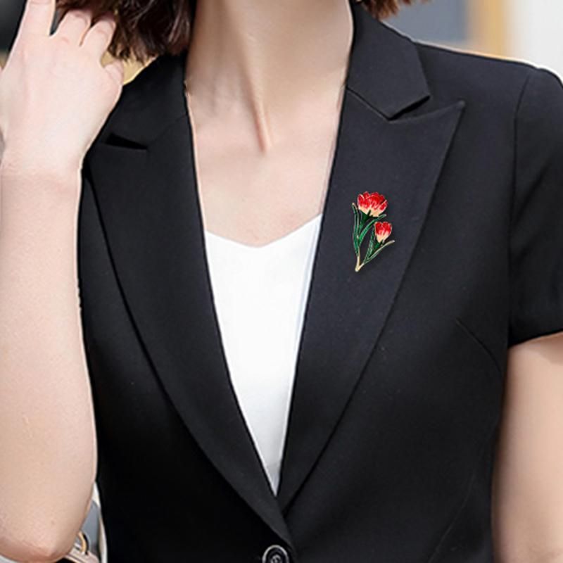 Brooch Retro Tulip Crystal Flower Alloy Simple Sweater