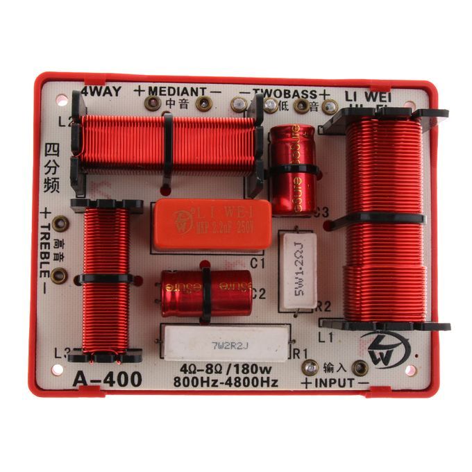 4Way 180W Treble Bass Speaker Crossover Frequency  Filter Clear