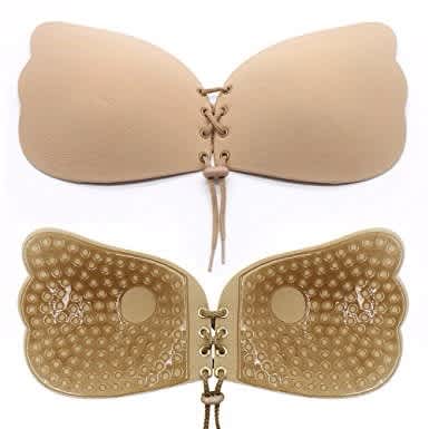 Deep V Oval Silicone Push-up Bra with Drawstring