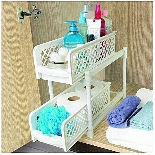 Double Layer Bathroom And Kitchen Rack - Shelf - Hanger