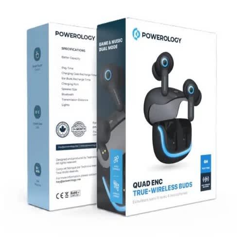 Quad Mic Enc True Wireless Earbuds - 6h Playtime - Bluetooth 53 - Type-c Charging