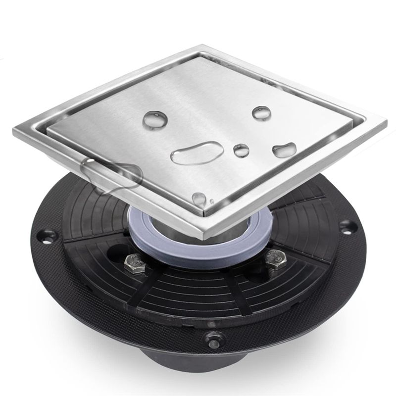 6 Inch Square Shower Floor Drain in Grid Patten Grate