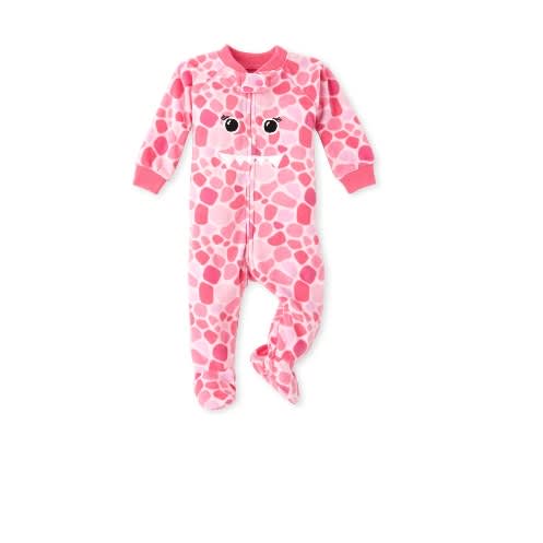Zip-Up Bricks Cheetah Fleece Sleep & Play BodySuit - 3-6months