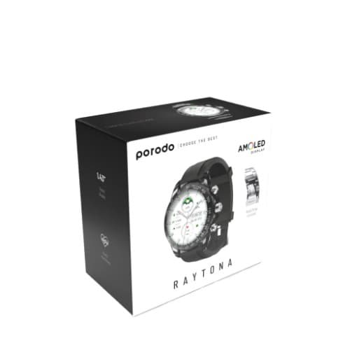 Raytona Smart Watch With Silicone And Metal Strap - Black