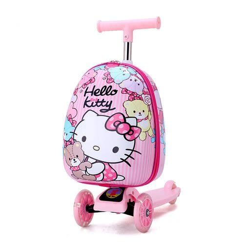 Kids Trolley Suitcase Luggage + 3 Wheel Mobility Foldable Scooter Suitcases