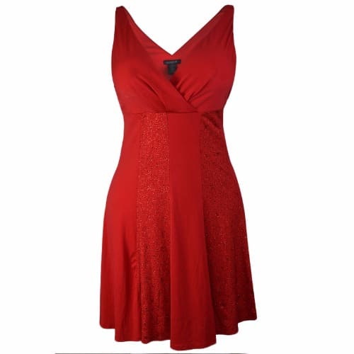 Sleeveless V-Neck Dress - Red