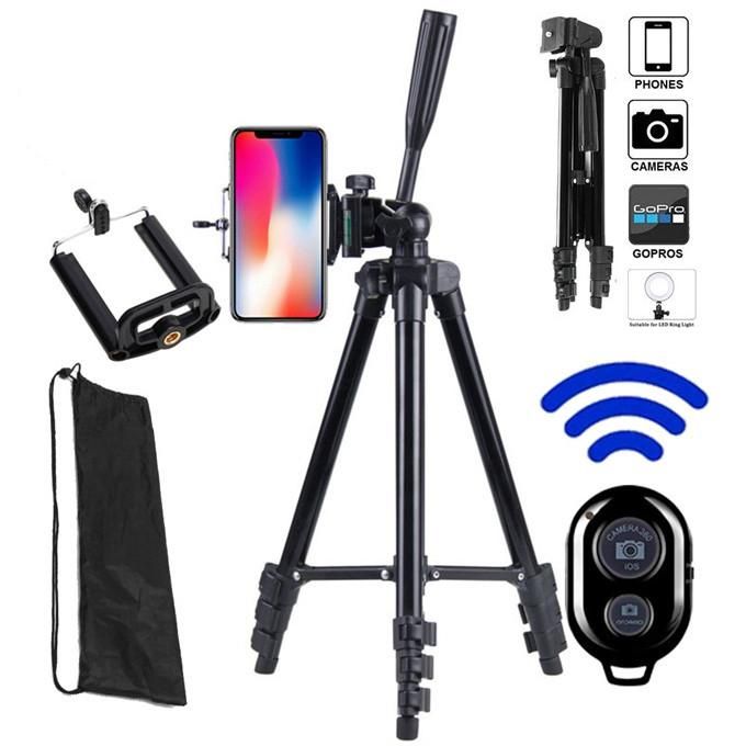 Portable telescopic smartphone tripod with phone holder