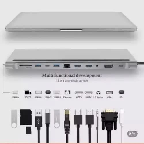 12 In 1 Usb Type C Hub Dual Hdmi-compatible Ethernet Usb 3.0 Audio Jack Multiport Device