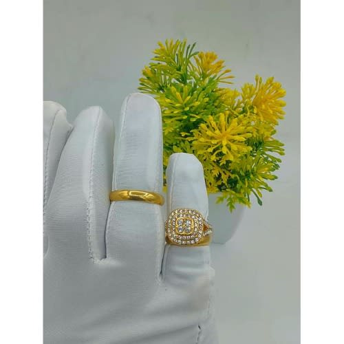 Wedding Couple Ring Set - Gold