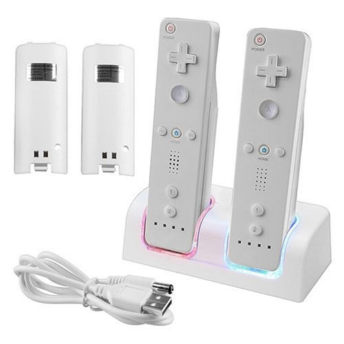 Dual Charger For Nintendo WI Remote 2x and 2800mah Rechargeable Battery