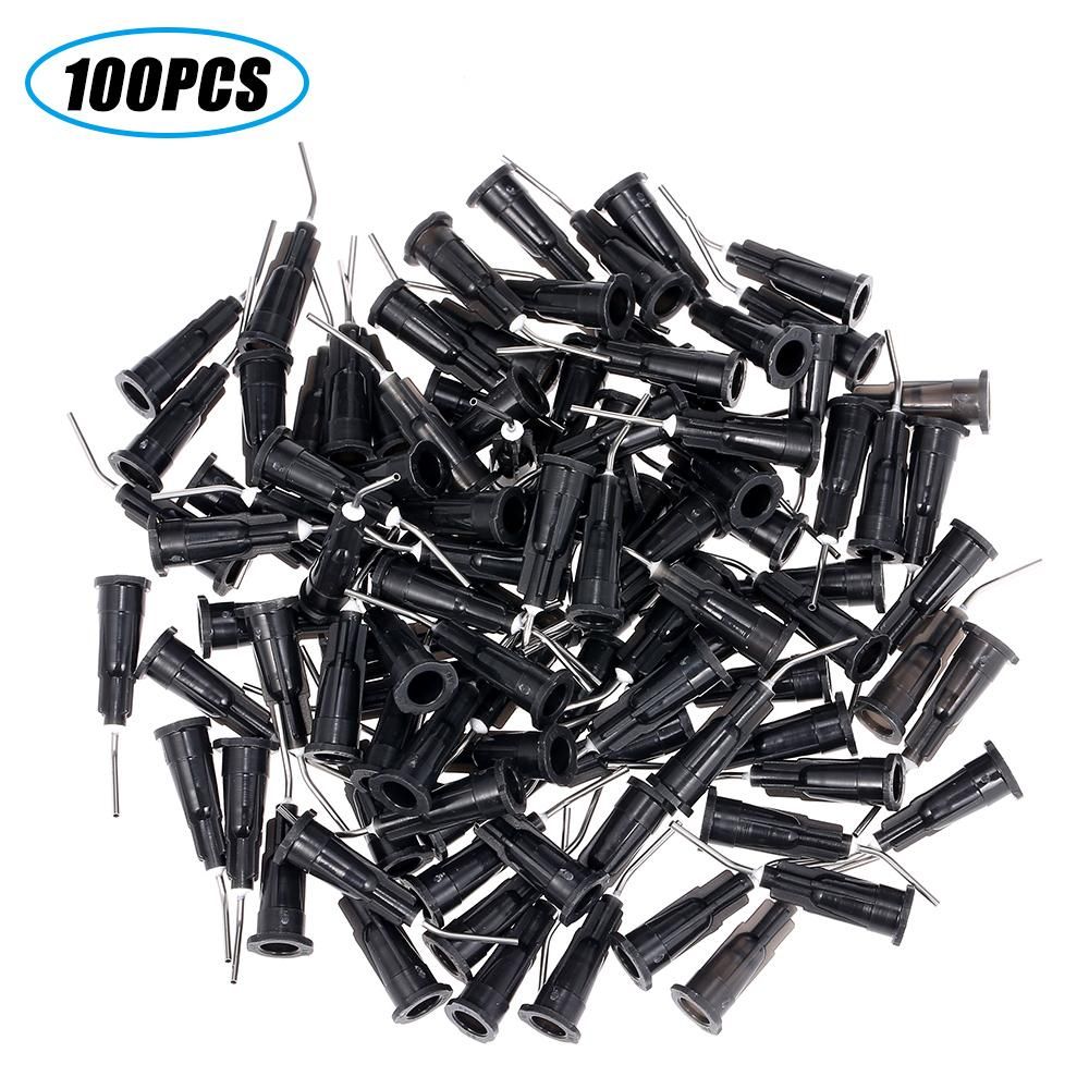 100PCS Dental Needle Irrigation Bent Needle Tips Dental Flow Composite Resin Acid Reagent Delievery Syringe Tips Equipment