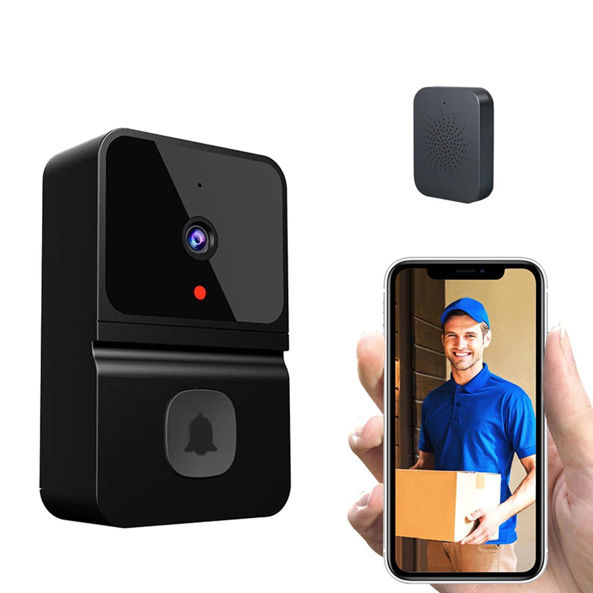 Wireless Video Doorbell Camera Smart Doorbell with 450P Night Vision 2-Way Audio Cloud Storage Battery Powered