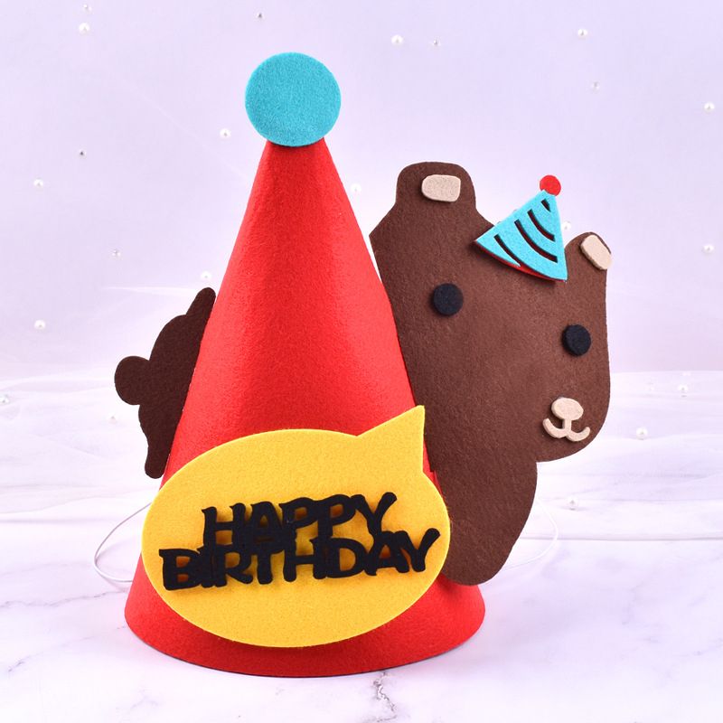 (A025)Creative Felt Happy Birthday Hat Children DIY Crown Ha