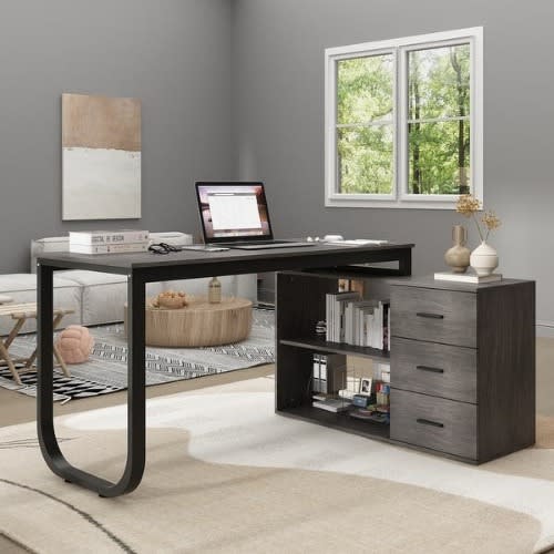 Sadia-executive Desk With 3 Drawers For Home And Office - Taupe