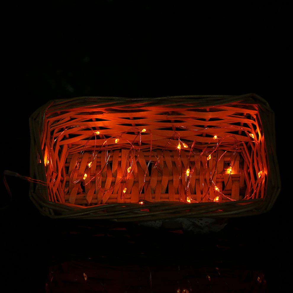 Button Battery Indoor Outdoor Copper Wire Decorative LED String Lights Orange