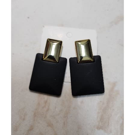 Square Drop Ear rings - Black
