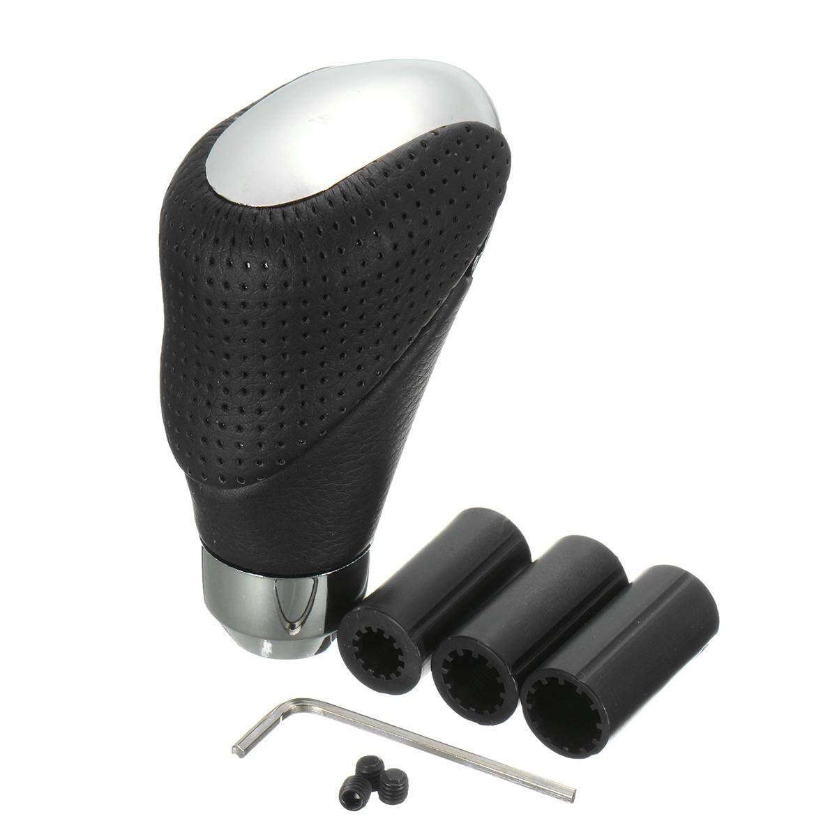 201490658232Auto Black Leather Car Manual Shift Knob Gear Head Shifter Stick Handle