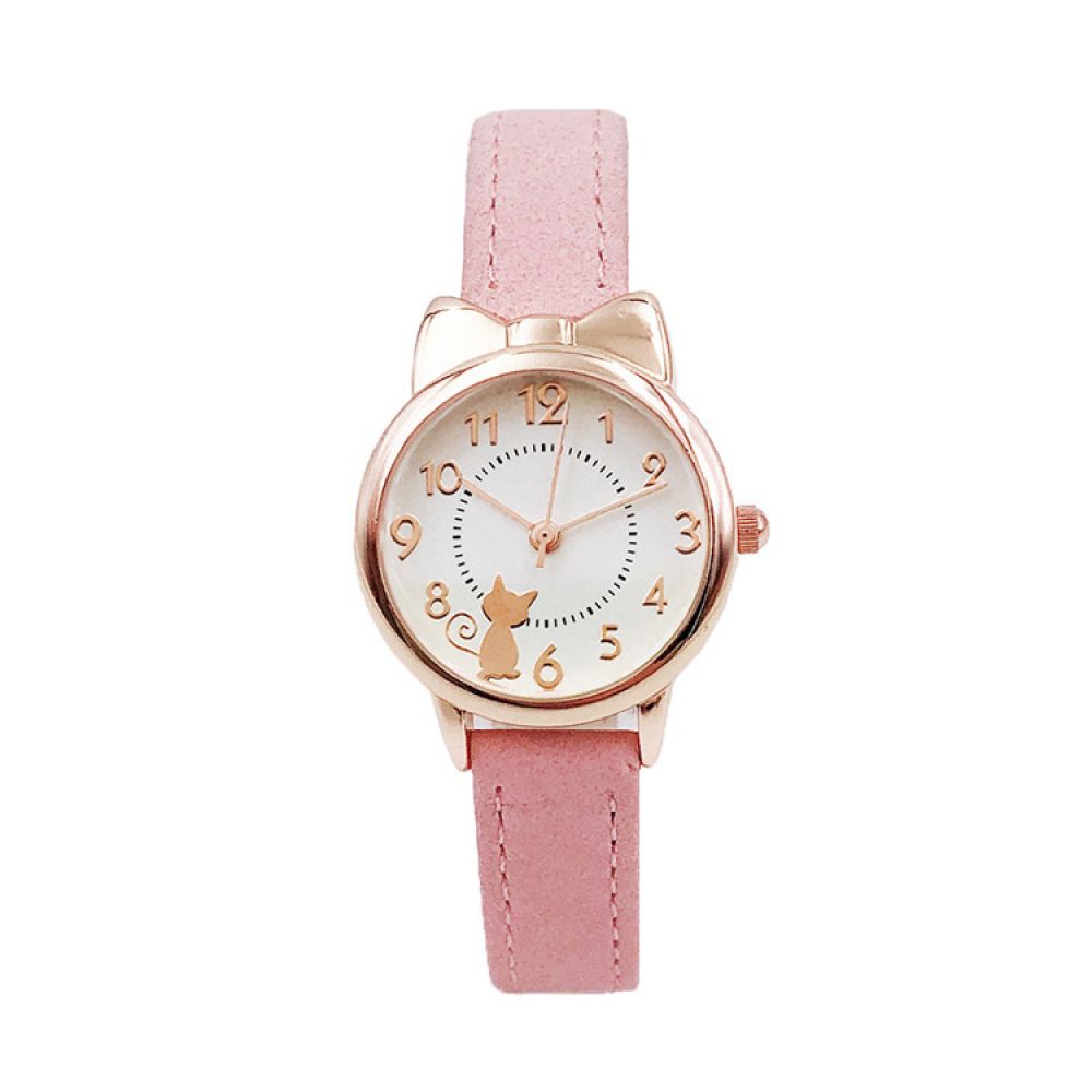 Girl Watch Watch Cat Multi-Color Quartz Watches Clocks for Girl Wristwatch Rosette Watches Colorful Student Watches for Girls (Color : Gold-Pink)
