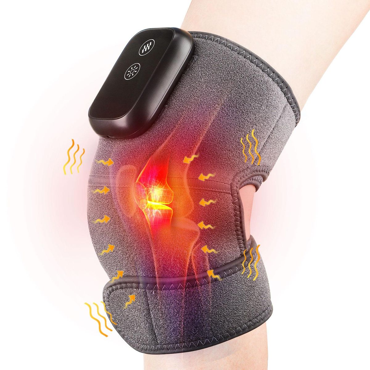 Wireless Heated Knee Massager for Joint Pain Relief Arthritis Cramps Meniscus Pain Electric Vibration Knee Brace Wrap with 3 Adjustable Heat Patterns Intensity Red Light