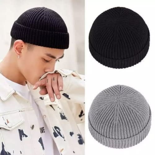 Beanie Head Warmer-2pcs (black And Grey)
