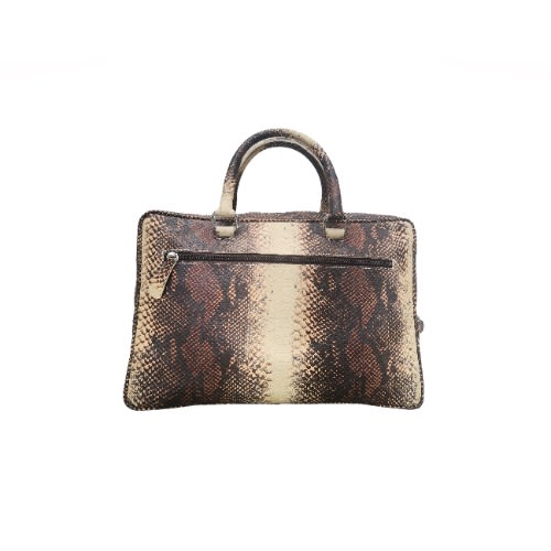 Midi Snake Skin Print Laptop Bag - Coffee Brown