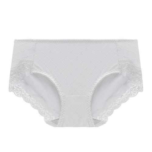 Women Sexy Lace Soft Breathable Stretchy Cotton Underwear Briefs-Light Gray
