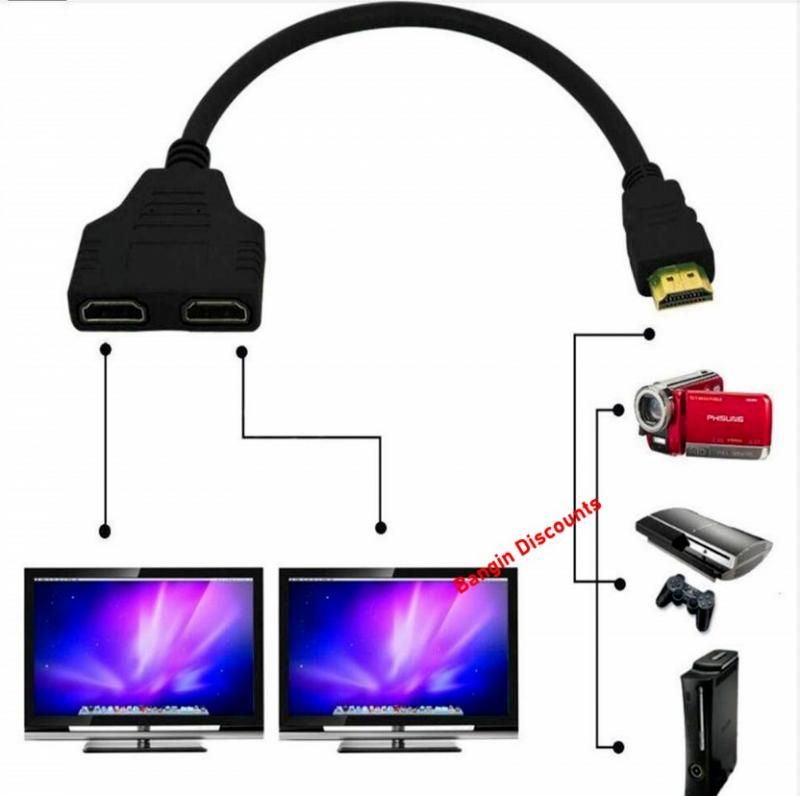 HDMI-compatible 2 Dual Port Y Splitter 1080P Male To Double Female Adapter Cable 1 In 2 Out For Games Videos Multimedia Devices-1