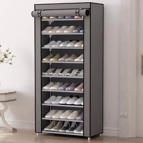 8 Layer Steel Pipe Plastic Shoe Rack Organizer
