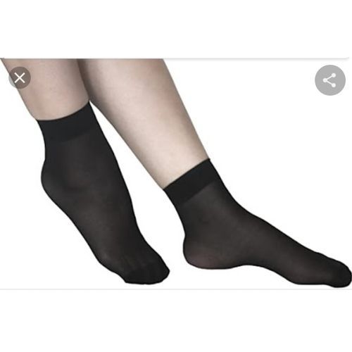 Black Ankle Sheer Slipper Socks. (5 Pairs)