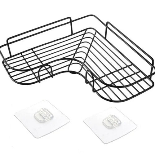 Wall Mounted Metal Corer Bathroom Shower Caddy Shelf Storage - Black