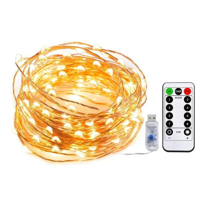 10m 100  String Light Remote  Ontrol USB  O Er Wire  Hristmas String Light-warm White Light