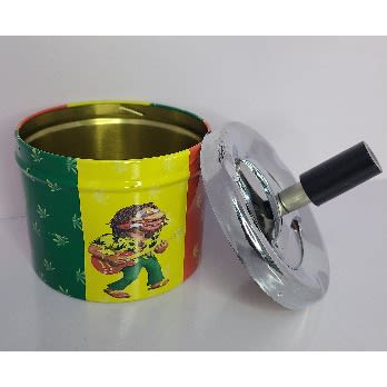 Ash Tray Alloy Round Smokeless Press Up Ashtray With Cartoon Holding Guitar