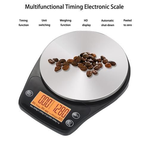 3kg/0.1g Digital Coffee Scale With Timer Glass Surface High Precision Kitchen Electronic Scales With Orange Backlight
