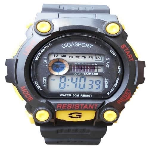 Digital Sports Wristwatch - Yellow