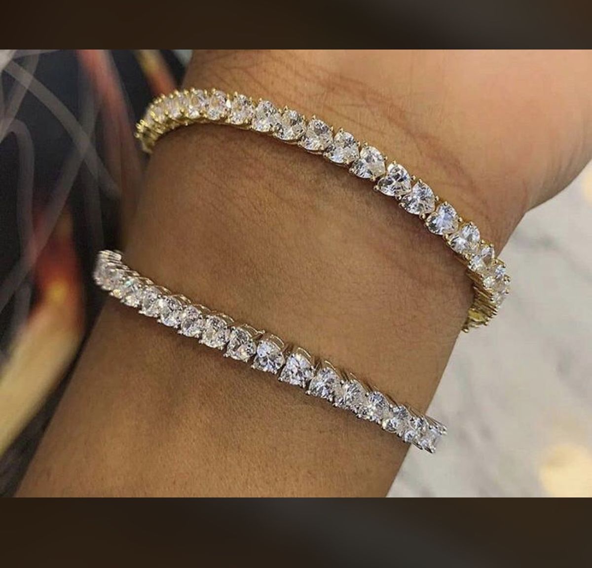 Two Iced Out Tennis Bracelet Gold