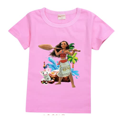 AWW -  Girl Top - Moana Print - Pink