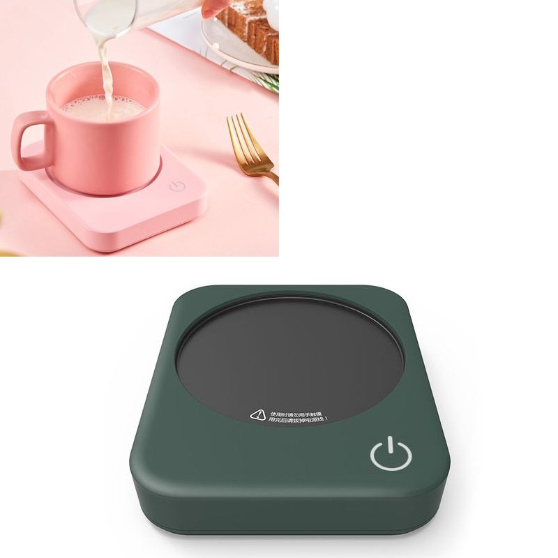 220V Intelligent 3 File Heating Constant Temperature Coffee Milk Tea Cocoa Juice Coaster Base Does Without Cup, CN Plug(Green)