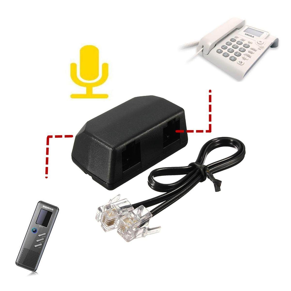 4pcs Black 3.5mm Dictaphone Telephone Recording Adapter For Digital Voice Recorder