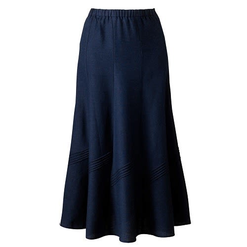 A-line Linen Blend Pintuck Trim Panel Skirt - Size 10 To 32