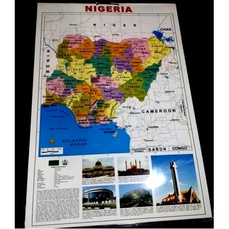 Nigeria Map Poster Wall Chart