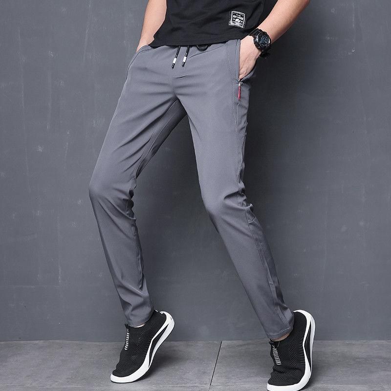 Fine summer pants with pocket and zipper for men Breathable informal sports pants for office and business