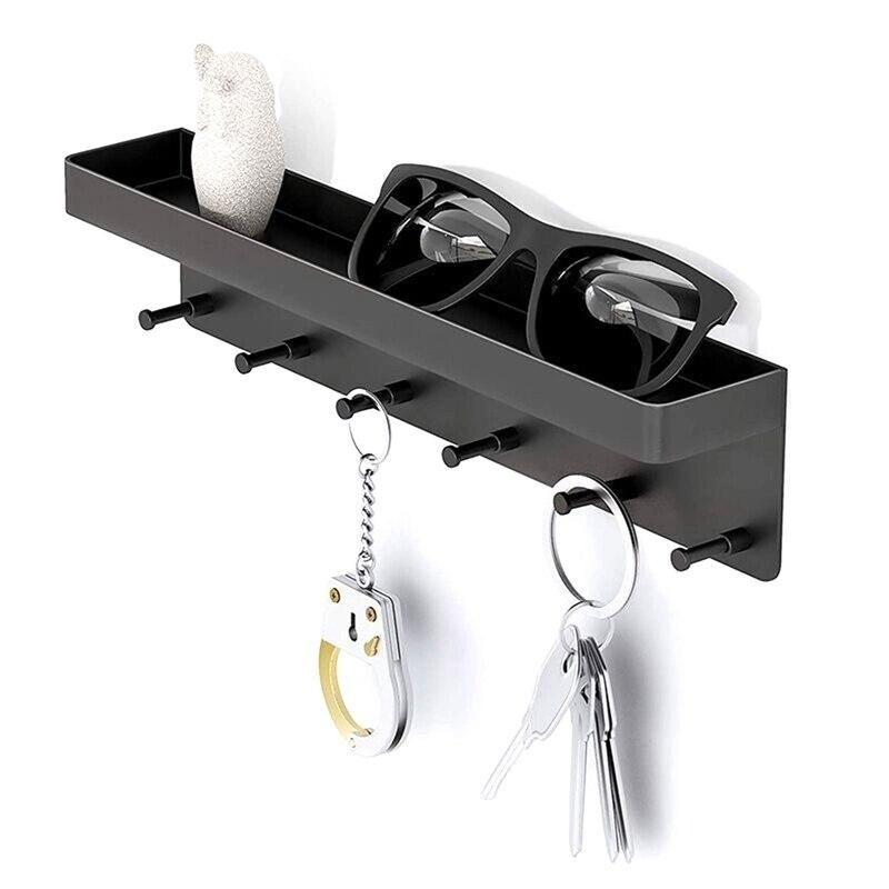 Wall-Mounted Shelf Sundries Organizer Hanging Storage Key Rack Stand Home Decorative Storing Hanger Key Towel Holder Key Board