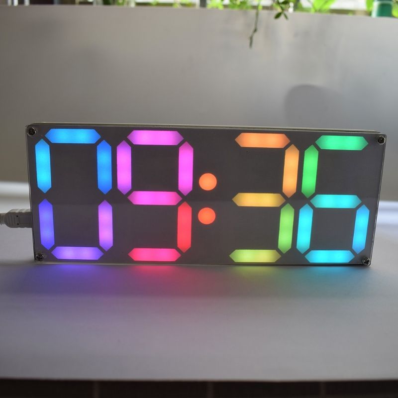 DIY-able Rainbow-colored Digital Clock With Large-screen Display Color Gradient